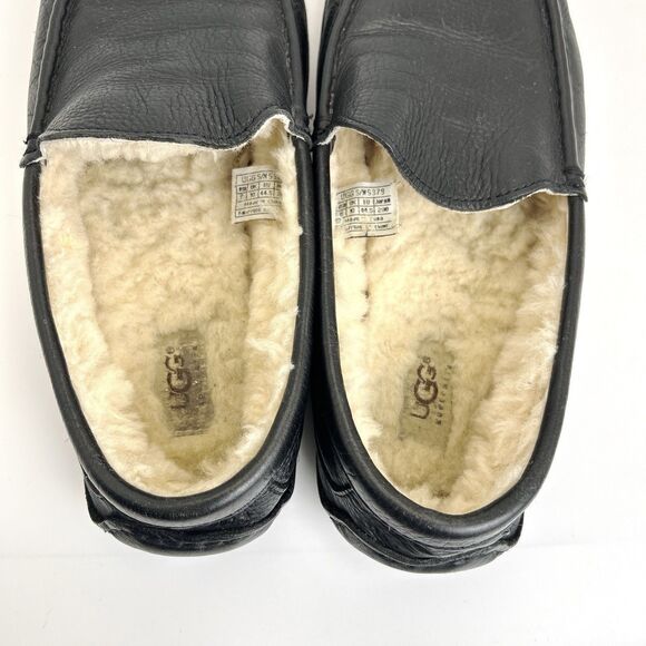 UGG Ascot Slipper Mens Size 11 Black Full Grain Leather Genuine Sheepskin 5379 main image 9